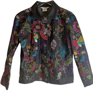 Stonebridge Signature Embroidered Denim Jacket Size Petite Small